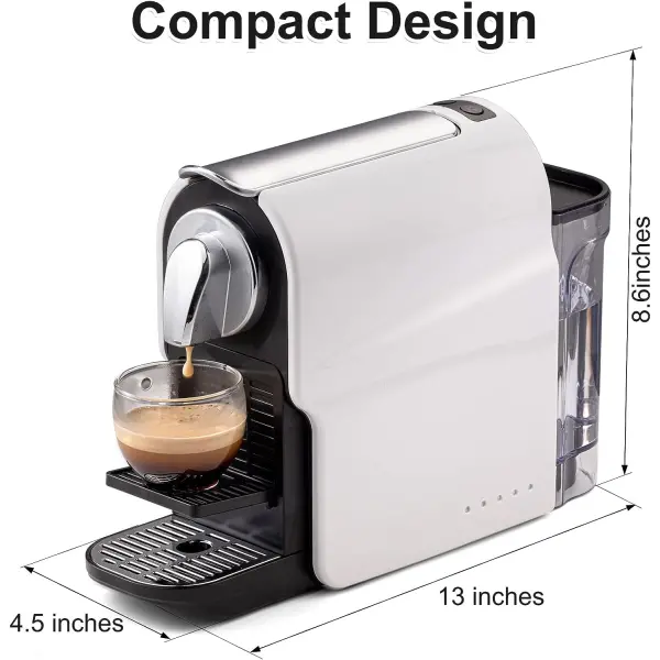 beanglass Espresso Pod Machine for Home, Compact Capsule Coffee Maker for Nespresso Original Pods, 20 Bar High Pressure Pump,