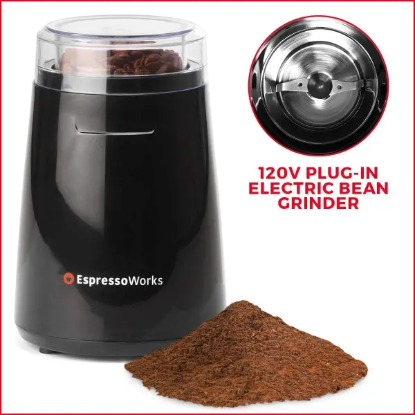 Espresso Machine, Latte & Cappuccino Maker- 10 pc All-In-One Espresso Maker with Milk Steamer (Incl: Coffee Bean Grinder, 2