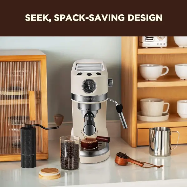 Neretva 20 Bar Espresso Coffee Machine with Steam Wand for Latte Espresso and Cappuccino, Compact Espresso Maker For Home