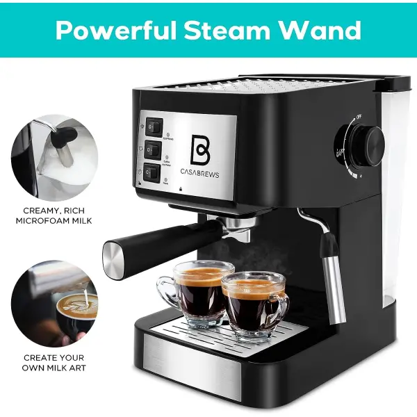 CASABREWS Espresso Machine 20 Bar, Professional Espresso Maker and Cappuccino Machine with Milk Frother Steam Wand, Compact