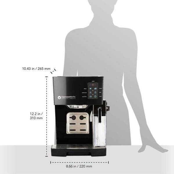 Espresso Machine, Latte & Cappuccino Maker- 10 pc All-In-One Espresso Maker with Milk Steamer (Incl: Coffee Bean Grinder, 2