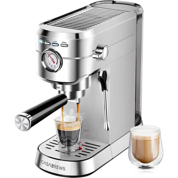 CASABREWS Espresso Machine 20 Bar, Professional Espresso Maker with Milk Frother Steam Wand, Compact Espresso Coffee Machine