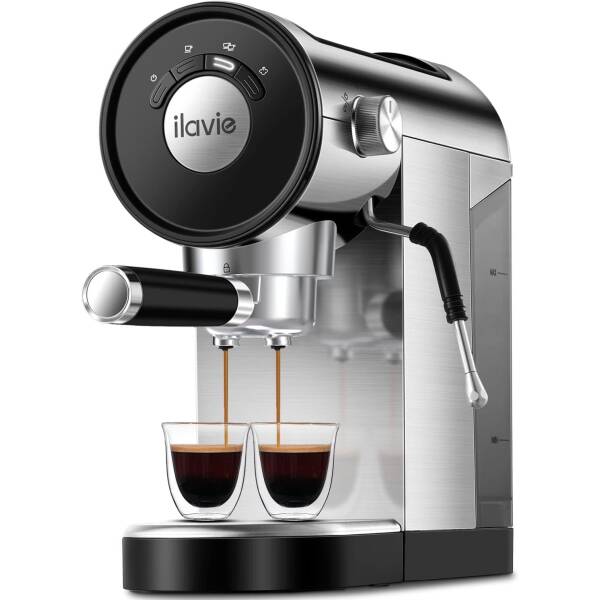 ILAVIE Espresso Coffee Machine, 20 Bar Espresso Machine with Steamer, Compact Espresso Maker with Milk Frother for Home,