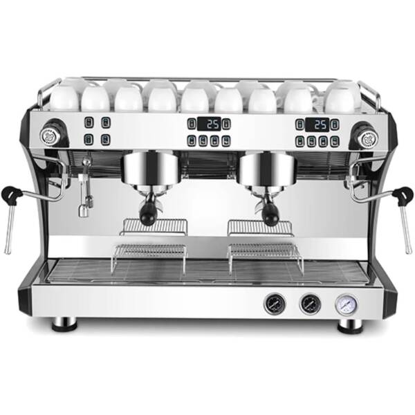 Commercial 2 Group Volumetric Espresso Machine, Stainless Steel Components, Super Heavy Duty! (Black)