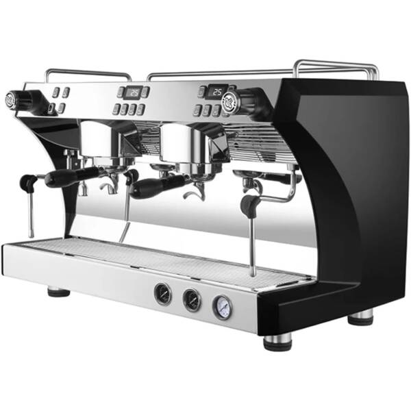 Commercial 2 Group Volumetric Espresso Machine, Stainless Steel Components, Super Heavy Duty! (Black)