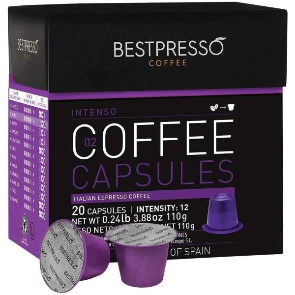 ChefWave Espresso Machine Compatible with Nespresso Capsules (Black) Bundle with 20-Count Intenso Dark Roast Coffee Capsules and