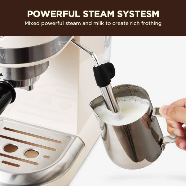 Neretva 20 Bar Espresso Coffee Machine with Steam Wand for Latte Espresso and Cappuccino, Compact Espresso Maker For Home