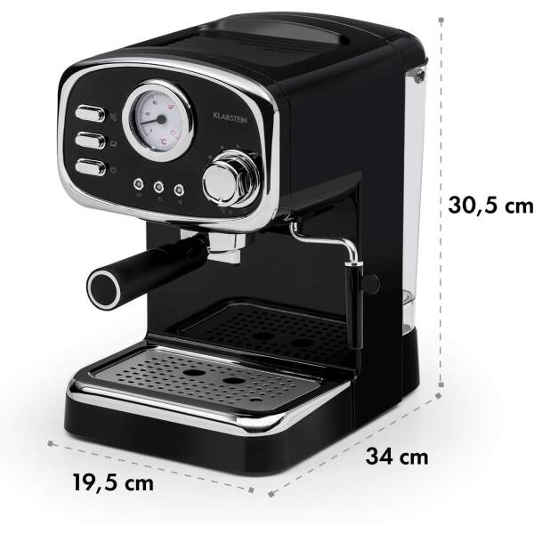 KLARSTEIN Espressionata Gusto – Espresso Maker, 20 Bar Pump Pressure, 1100 Watts, Makes 6 cups (0.3 gallon), Removable