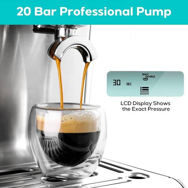 CASABREWS Espresso Machine with Grinder, 20 Bar Professional Espresso Maker with Milk Frother Steam Wand, Barista Cappuccino