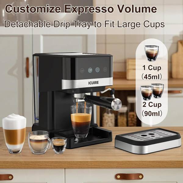 ICUIRE Espresso Machine 20 Bar Pump, Coffee and Cappuccino Latte Machine with Milk Frother, 1050W Semi-Automatic Expresso Maker