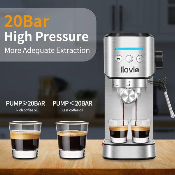 ILAVIE Espresso Machines with Steamer, 20 Bar Pump Espresso and Cappuccino latte Maker, Espresso Machine Easy to Use for Home