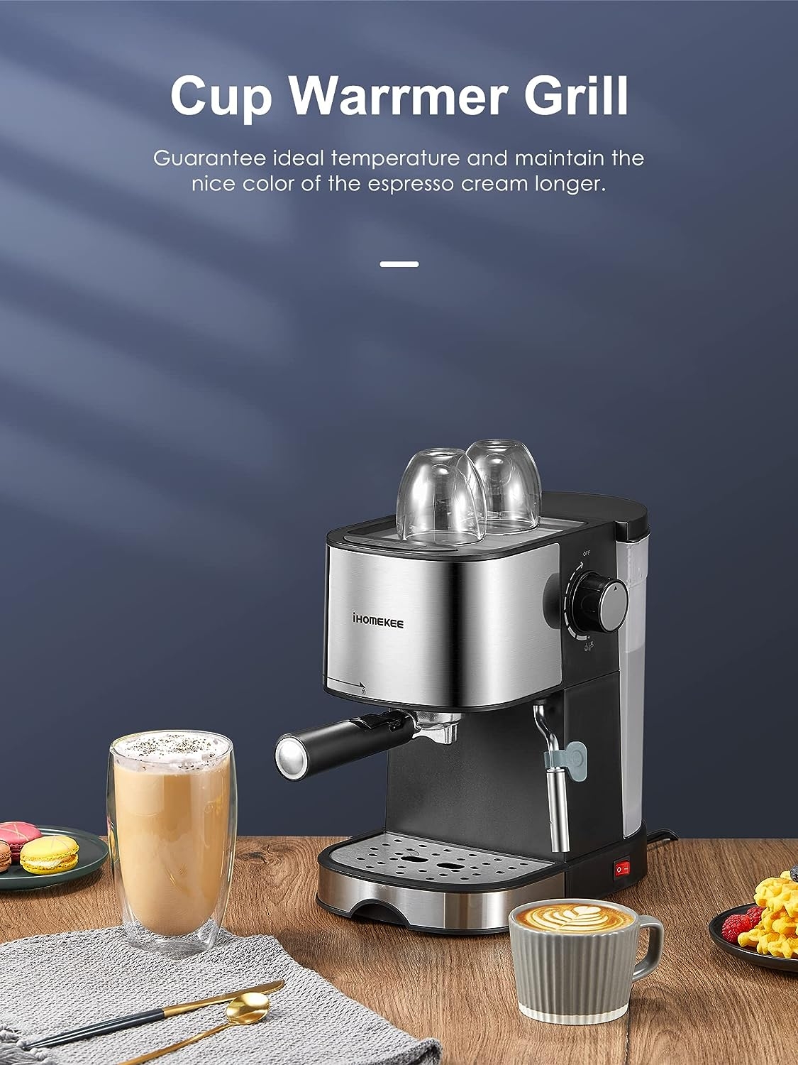 Manual Espresso Machine, 15 Bar Pump Pressure + Milk Frother Steam