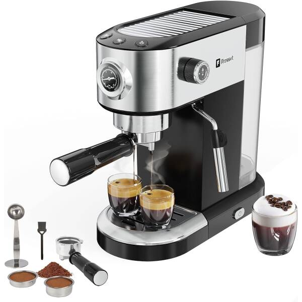 Small Espresso Machine, Frossvt 20 Bar Espresso Maker with Milk Frother/Steam Wand for Latte and Cappuccino, Compact Expresso