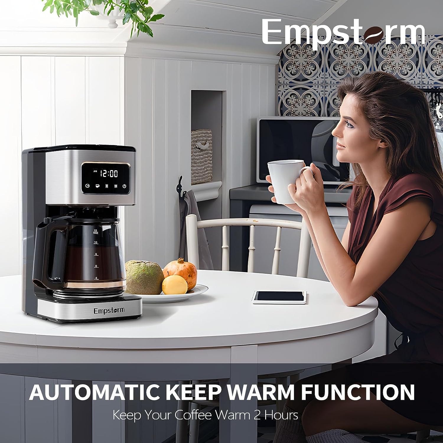 Empstorm 12-Cup Programmable Coffee Maker with Timer and Automatic