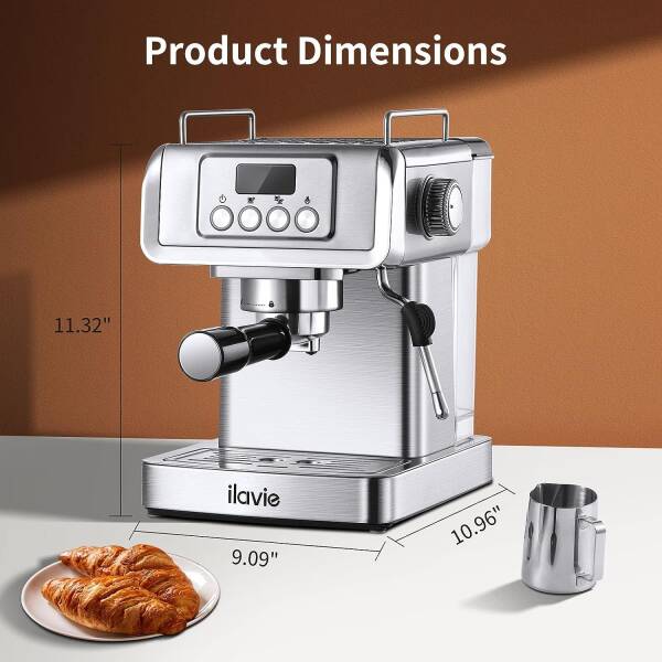 ILAVIE 20 Bar Espresso Machine, Stainless Steel Espresso Coffee Machine for Cappuccino, Latte, Espresso Maker for Home,