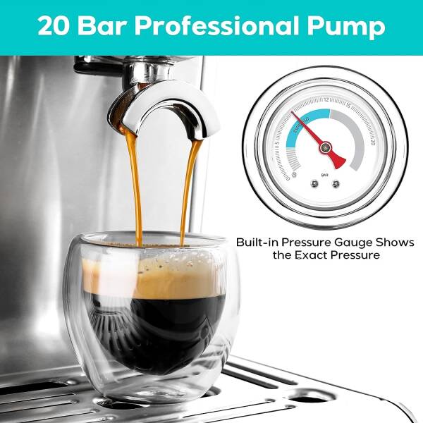 CASABREWS Espresso Machine With Grinder, Professional Espresso Maker With Milk Frother Steam Wand, Barista Espresso Coffee