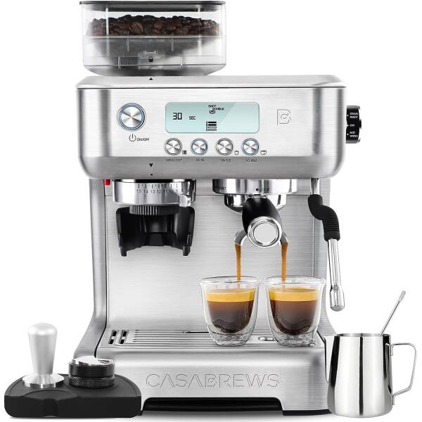 CASABREWS Espresso Machine with Grinder, 20 Bar Professional Espresso Maker with Milk Frother Steam Wand, Barista Cappuccino