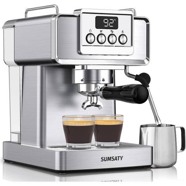 SUMSATY Espresso Machine, Stainless Steel Espresso Machine with Milk Frother for Latte, Cappuccino, Machiato,for Home Espresso