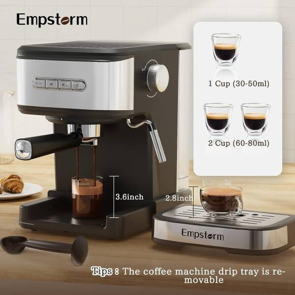 Empstorm Espresso Machine 20 Bar with Milk Frother Steam Wand, Cappuccino Latte Maker, Espresso Machines with 2 in 1 Powder and