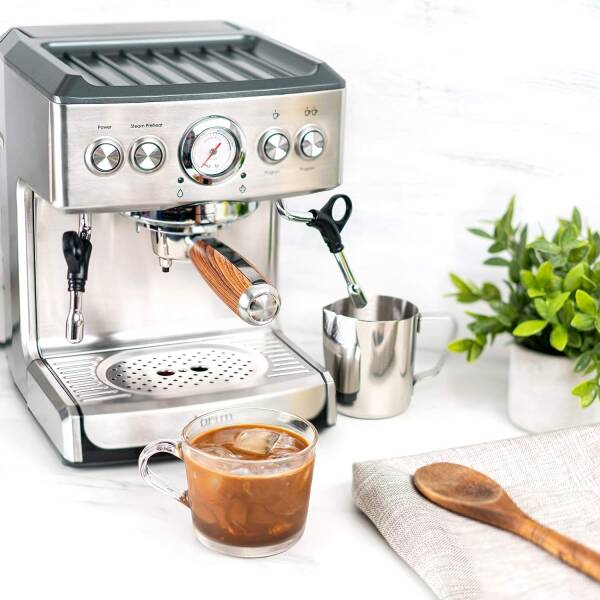 brim 19 Bar Espresso Machine, Fast Heating Cappuccino, Americano, Latte and Espresso Maker, Milk Steamer and Frother, Removable