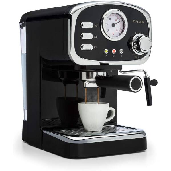 KLARSTEIN Espressionata Gusto – Espresso Maker, 20 Bar Pump Pressure, 1100 Watts, Makes 6 cups (0.3 gallon), Removable