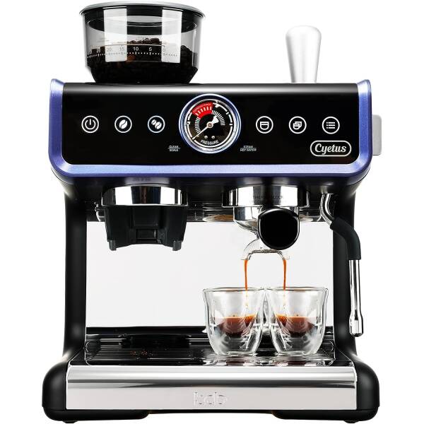 CYETUS All in One Espresso Machine for Home Barista CYK7601, Coffee Grinder, Milk Steam Frother Wand, for Espresso, Cappuccino