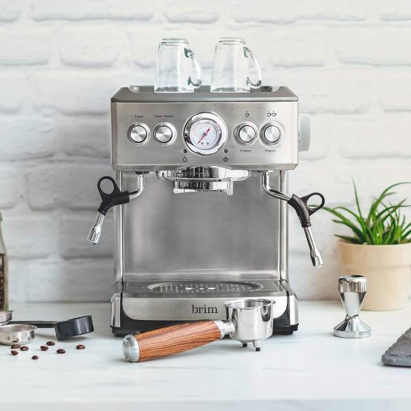 brim 19 Bar Espresso Machine, Fast Heating Cappuccino, Americano, Latte and Espresso Maker, Milk Steamer and Frother, Removable