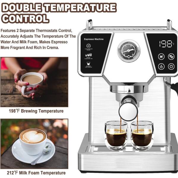 HOMOKUS Espresso Machine 20 Bar – Cappuccino Coffee Maker with Milk Frother Steam Wand for Latte, Mocha, Cappuccino – Espresso