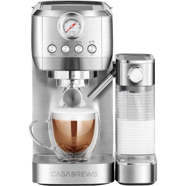 CASABREWS Espresso Machine 20 Bar, Compact Cappuccino Machine with Automatic Milk Frother, Stainless Steel Espresso Maker With