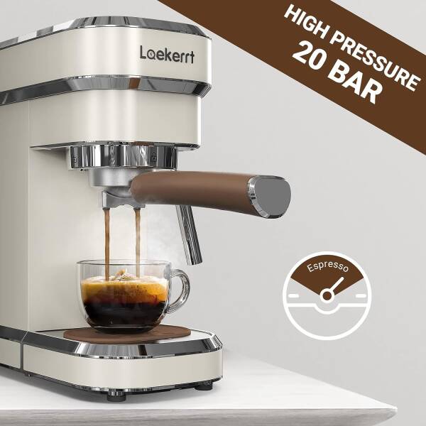 Laekerrt Espresso Machine, 20 Bar Coffee Maker CMEP01 with Commercial Milk Frother Steamer, Home Expresso Coffee Machine for
