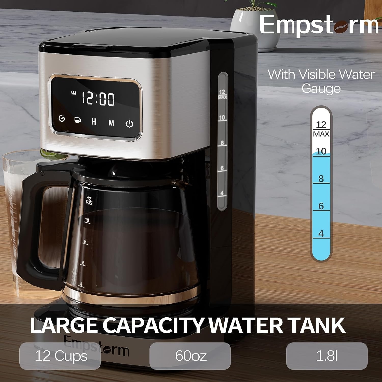 12-Cup Programmable Coffee Maker with Timer and Automatic Start, Drip Coffee  Mac