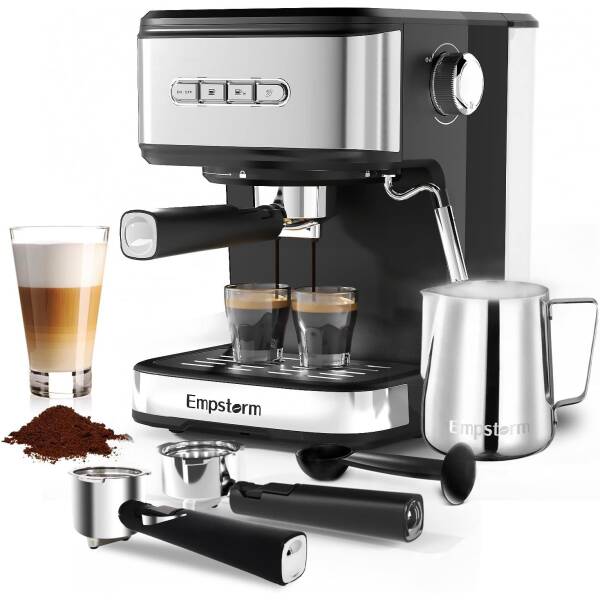 Bundle of Empstorm Espresso Machine 20 Bar, Espresso Coffee Maker with Milk Frother Steam Wand and Empstorm Milk Frothing