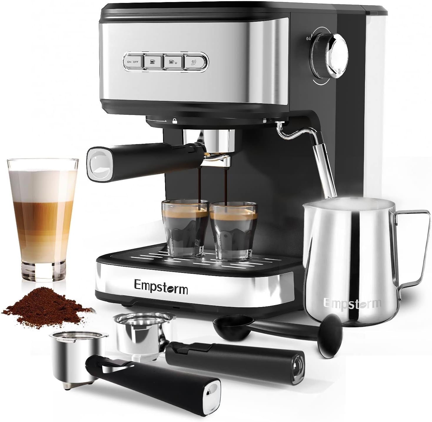 Manual Espresso Machine, 15 Bar Pump Pressure + Milk Frother Steam Wand -  Yahoo Shopping