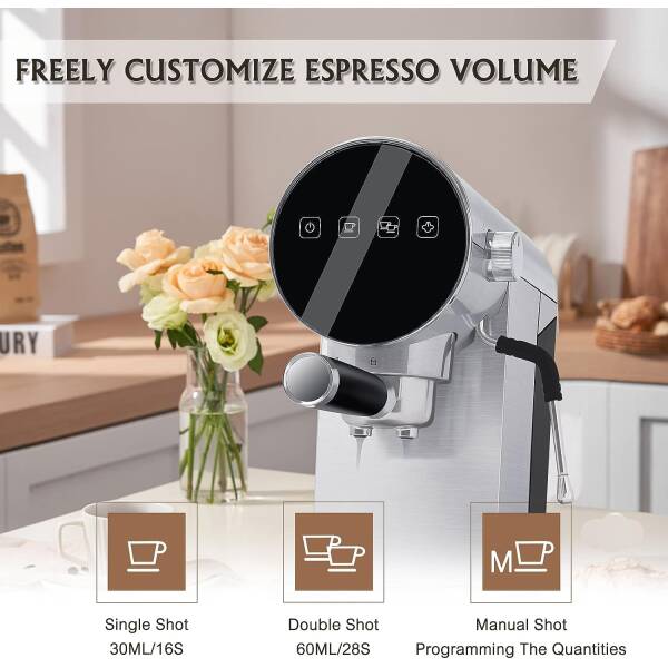 skyehomo Espresso Machine, 20 Bar Espresso Coffee Maker with Milk Frother Steamer, Espresso and Cappuccino latte Maker, Espresso