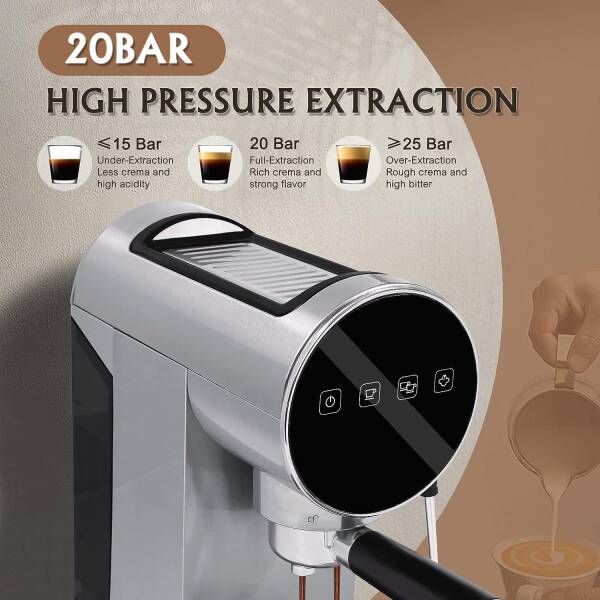 skyehomo Espresso Machine, 20 Bar Espresso Coffee Maker with Milk Frother Steamer, Espresso and Cappuccino latte Maker, Espresso