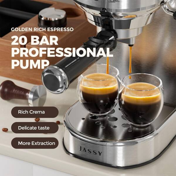 JASSY Espresso Maker 20 Bar Cappuccino Coffee Machine with Milk Frother for Espresso/Cappuccino/Latte/Mocha for Home Brewing