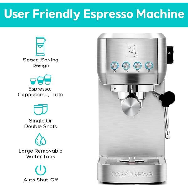 CASABREWS Espresso Machine 20 Bar, Professional Coffee Maker Cappuccino Latte Machine with Steam Milk Frother, Espresso Coffee