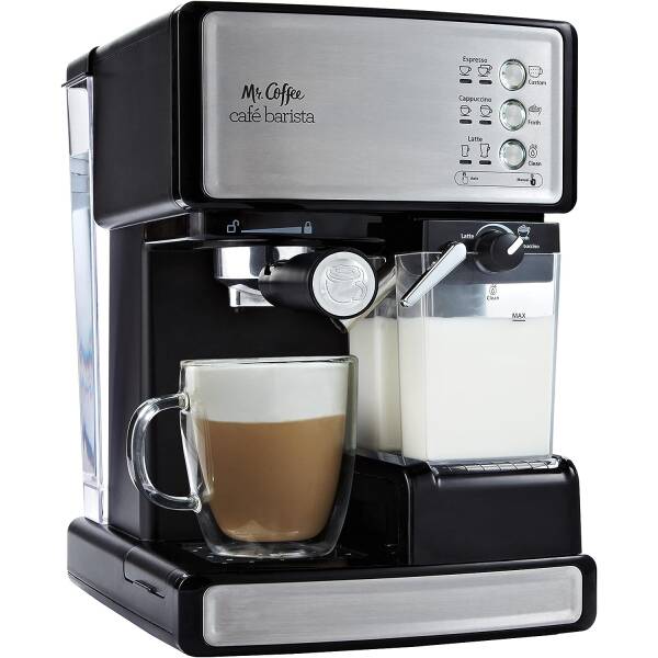 Mr. Coffee Espresso and Cappuccino Machine, Programmable Coffee Maker with Automatic Milk Frother and 15-Bar Pump, Stainless