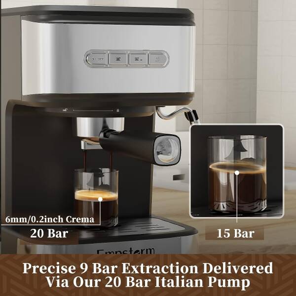 Empstorm Espresso Machine 20 Bar with Milk Frother Steam Wand, Cappuccino Latte Maker, Espresso Machines with 2 in 1 Powder and