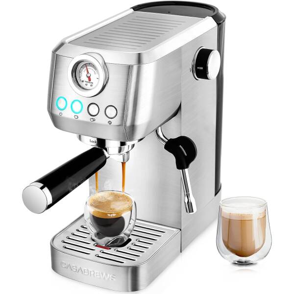 CASABREWS Espresso Machine 20 Bar, Compact Espresso Maker With Milk Frother Steam Wand, Professional Cappuccino Machine With 49