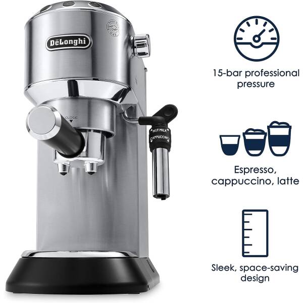 De’Longhi EC685M Dedica Deluxe Automatic Espresso Machine,35 oz, 1, Metallic