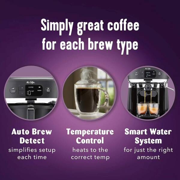 Mr. Coffee All-in-One Occasions Specialty Pods Coffee Maker, 10-Cup Thermal Carafe, and Espresso with Milk Frother and Storage