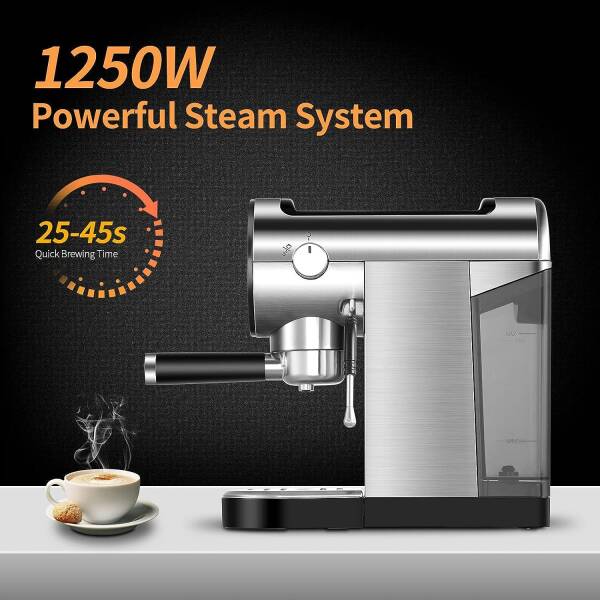 ILAVIE Espresso Coffee Machine, 20 Bar Espresso Machine with Steamer, Compact Espresso Maker with Milk Frother for Home,