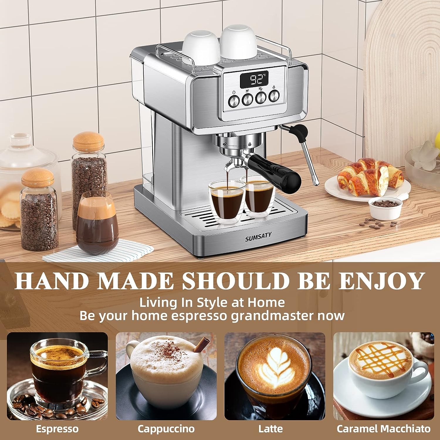  Geek Chef Espresso Machine, 20 Bar Espresso Maker with Milk  Frother Steam Wand, Compact Coffee Machine with for Cappuccino,Latte, Fast  Heating, Stainless Steel: Home & Kitchen