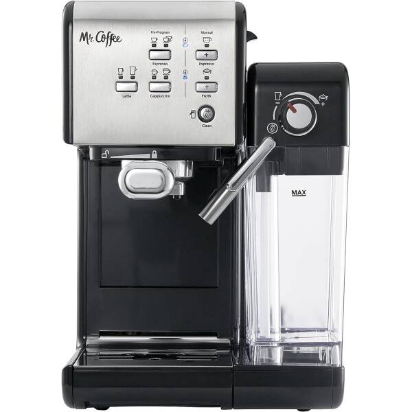 Mr. Coffee Espresso and Cappuccino Machine, Programmable Coffee Maker with Automatic Milk Frother and 19-Bar Pump, Stainless