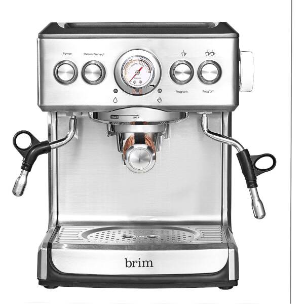 brim 19 Bar Espresso Machine, Fast Heating Cappuccino, Americano, Latte and Espresso Maker, Milk Steamer and Frother, Removable