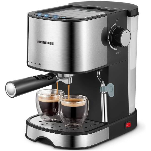 Ihomekee Espresso Machine 15 Bar Pump Pressure, Espresso and Cappuccino Coffee Maker with Milk Frother/Steam Wand for Latte,