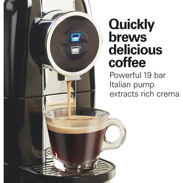 Hamilton Beach Espresso Machine, Compatible with Nespresso Pods, Single Serve Coffee Maker, Powerful Italian 19 Bar Pump, 22 oz.