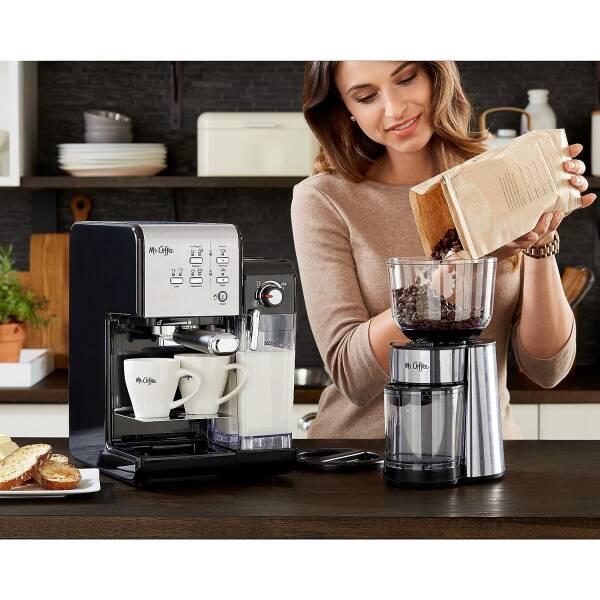 Mr. Coffee Espresso and Cappuccino Machine, Programmable Coffee Maker with Automatic Milk Frother and 19-Bar Pump, Stainless
