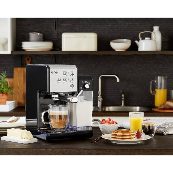 Mr. Coffee Espresso and Cappuccino Machine, Programmable Coffee Maker with Automatic Milk Frother and 19-Bar Pump, Stainless